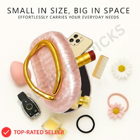 Acrylic Marble Evening Clutch Purse Solid Metal Handle Elegant Formal - Picture 6 of 8